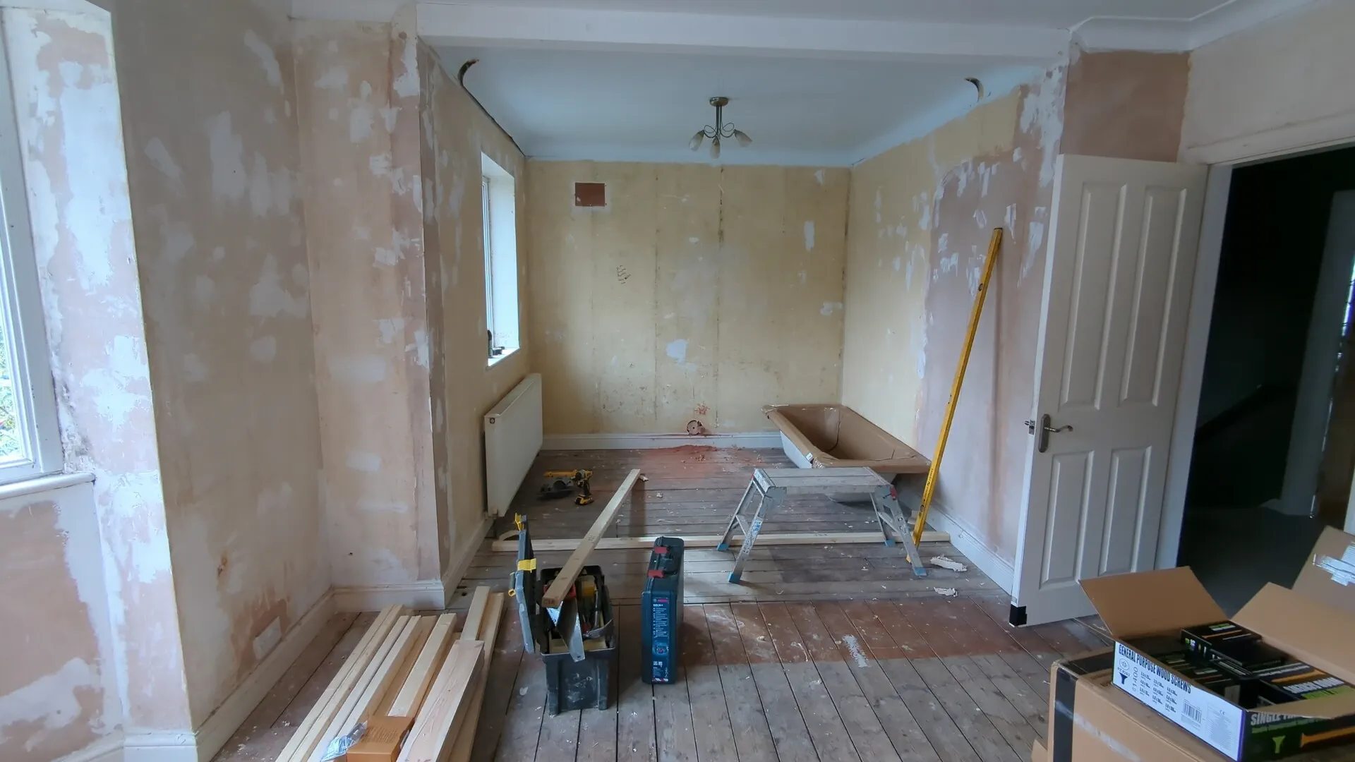 The original room in Doncaster before the stud partition wall was built