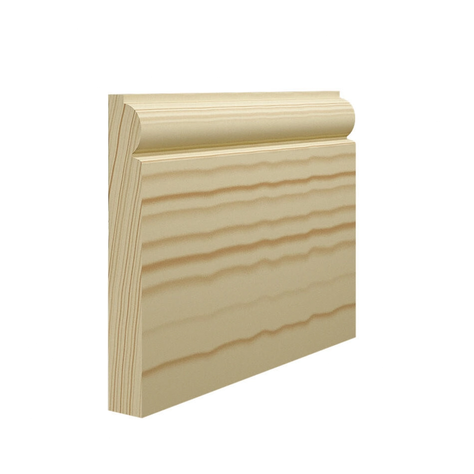 Torus skirting board profile, a bold rounded bead above a step, on a softwood offcut