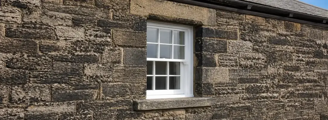 Restored timber sash window on a period property in Pontefract